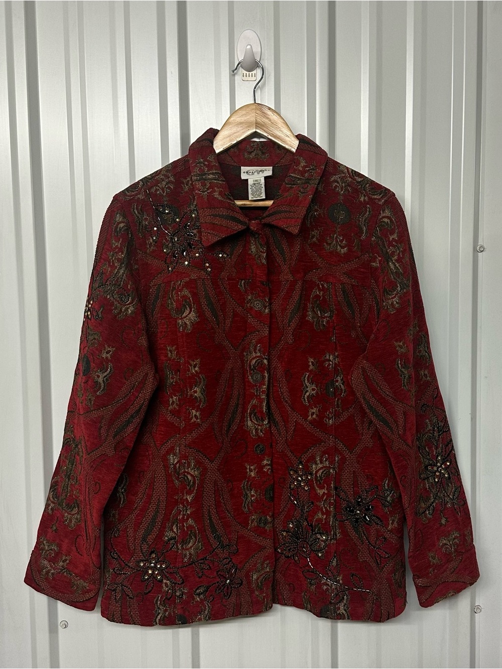 Vintage Tapestry Jacket Beaded Embellished Boho Embroidered Statement Coat